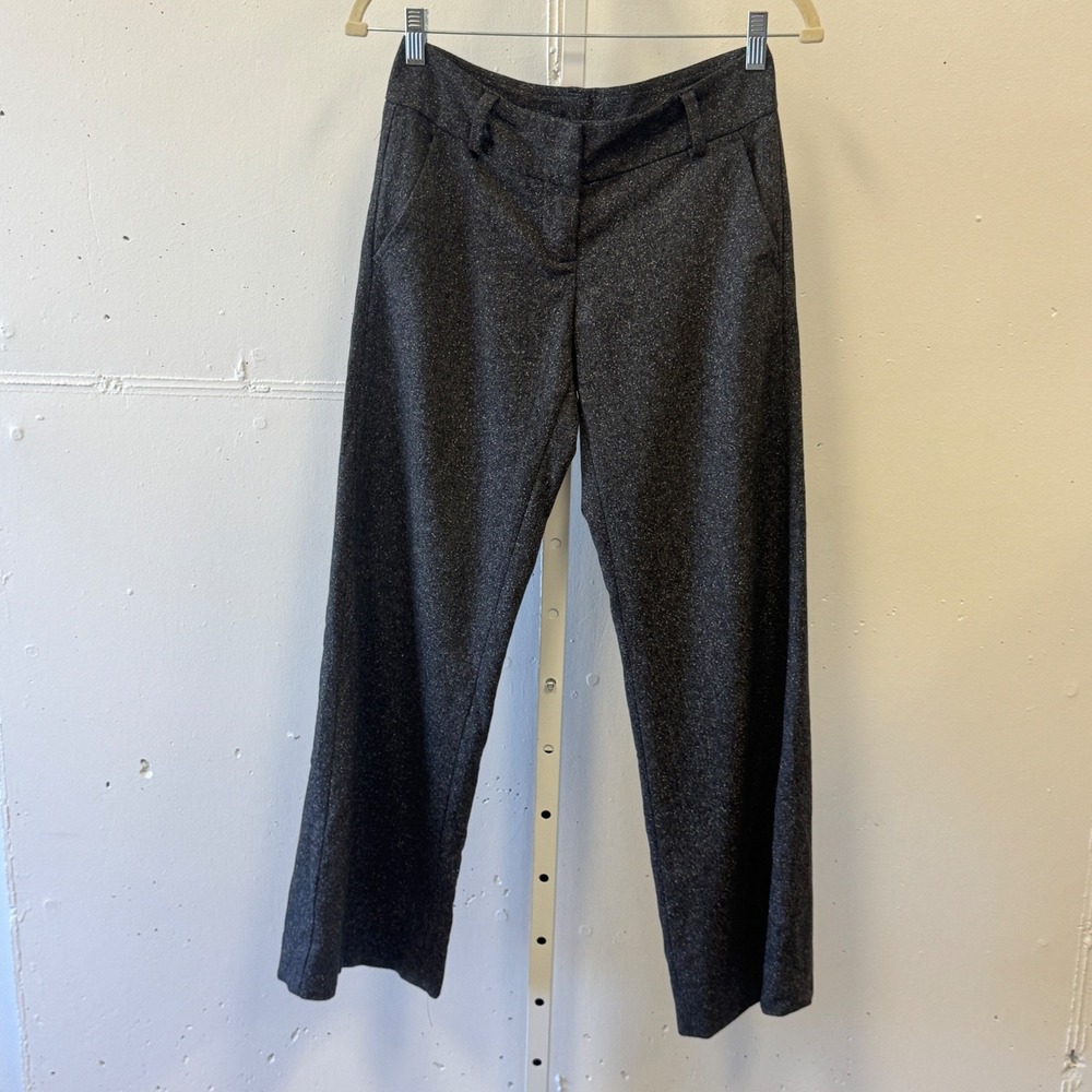 United Colors of Benetton Wool Blend Tweed Trousers Grey Straight Leg XS Career